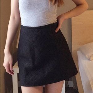 Theory Eddria L Cross Hatch Ecru Silk Wool Skirt